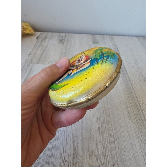 Hawaiian bird of paradise guitar coin glass ornament remember gold glitter Xmas - Picture 5 of 6